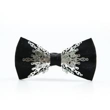 2020 Fashion Men's Bowties Designers Brand Wedding Bow Tie Silver Metal Inlaid Vintage Gothic British Sequins Bow Ties for Men 2024 - buy cheap