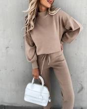 2020 Women Fashion Casual Two-Piece Set  Suits Set  Female Autumn Clothes Long Sleeve Top & Drawstring Pocket Design Pants Set 2024 - buy cheap