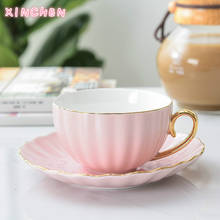 Xinchen rosa bonito criativo copo de porcelana e pires cerâmica simples conjuntos chá design moderno copos café tazas para café 2024 - compre barato