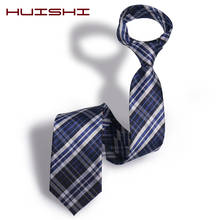 HUISHI Men's Neckties High Quality Striped Plaid Men's Tie Navy Blue Grey Classic Neck Ties Business Wedding 8cm Necktie Fashion 2024 - buy cheap