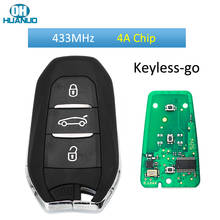 Keyless-go DS-Smart Remote Key Fob 433MHz 4AChip for-Peugeot 208 308 508 3008 5008 with emergency key HU83 2024 - buy cheap