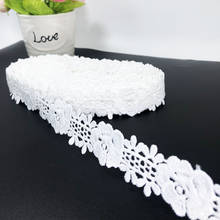 HWARM-Bordado de seda de leche, 20 yardas, 2,7 cm, cinta Frbirc africano de encaje blanco, accesorios de boda para costura artesanal 2024 - compra barato