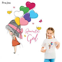 Prajna DIY мультфильм девушка любовь воздушный шар теплочувствительные патчи на заказ патч железо на переноске для одежды термо стикер на одежду 2024 - купить недорого