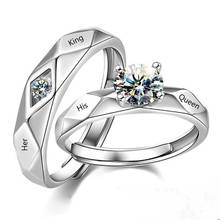 Творческий резьба ее король его Queen серебро Цвет обручальное кольцо элегантный кристалл индекс кольцо с открытым пальцем Обручение, ювелирное изделие, подарок 2024 - купить недорого
