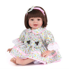 Sweet female baby doll toy Reborn Dolls Silicone + stuffing cotton Body 55cm adorable Doll Toys For Girls boneca Baby Bebe Doll 2024 - buy cheap