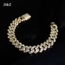D&Z 15mm Hip Hop Baguette Prong Cuban Link Bracelet Box Buckle Fashion 8inch Miami Cuban Chain Bracelets Hip Hop Jewelry 2024 - buy cheap