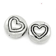 DoreenBeads Zinc metal alloy Spacer Beads Round silver color Heart Pattern About 6.0mm( 2/8") Dia, Hole:Approx 1.2mm, 25 PCs 2024 - buy cheap
