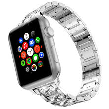 Correa brillante para Apple Watch, pulsera de eslabones de acero inoxidable para iWatch Series 5 4 3 2 1, 38mm, 40mm, 42mm y 44mm 2024 - compra barato