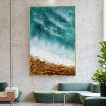 Pinturas abstratas ao óleo do céu azul 100%, moderna paisagem em tela, arte de parede para sala, decoração de casa 2024 - compre barato