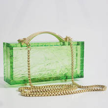 Bolso de acrílico transparente para mujer, bolsa de mano clásica, a la moda, de ladrillos de hielo verde, para fiesta de noche 2024 - compra barato