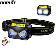 BORUiT K190 XPG COB Yellow light LED Headlamp Body Motion Sensor 6-Mode Headlight Rechargeable Head Torch for Camping Hunting 2024 - buy cheap