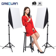 Drecurn photo studio 8 led 45w lâmpadas 2 suporte de luz 2 softbox kit iluminação fotográfica câmera foto acessórios para câmera foto 2024 - compre barato