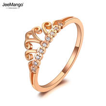 JeeMango Trendy CZ Crystal Crown Wedding Ring Jewelry Stainless Steel Rose Gold Rhinestone Ring For Women Кольцо Женское JR20045 2024 - buy cheap