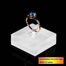 Blanco acrílico cristal cuadrado anillo soporte joyería bandeja organizador 2024 - compra barato
