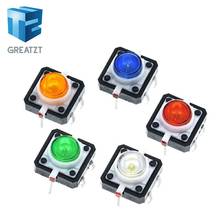 GREATZT 5PCS 12X12 Tactile Push Button Switch Momentary Tact LED Red Green Blue Yellow White 12*12*7.3mm 2024 - buy cheap