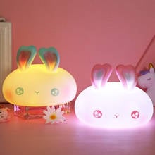 Nordic Cute Lovely Cartoon Rabbit Led Night Light Silicone USB Charging Clap Lamp Holiday Gifts Kids Room Sleep Light Moon Light 2024 - buy cheap