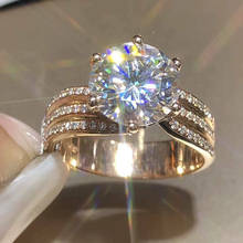 Moda tendência de alta-final aaa super flash zircão anel de noivado feminino clássico seis-garra ouro anel de baile jóias 2024 - compre barato