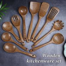 1PC Cooking Utensils Set cookware set non stick wooden spatula spoons for cooking wood kitchen accessories tools cooking 2024 - buy cheap