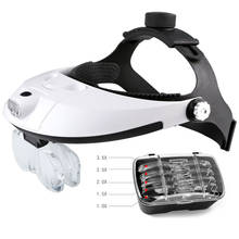 Lente de aumento de cabeça para capacete de mãos livres, lupa de cabeça com luz led e 5 lentes 2024 - compre barato