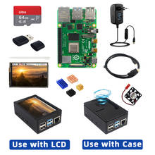 Raspberry Pi 4 Model B + чехол + блок питания + SD-карта на 64 Гб + радиатор опционально 3,5 дюймовый сенсорный экран или вентилятор и видеокабель для PI 4 2024 - купить недорого