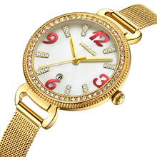 Браслет NIBOSI, японский кварцевый механизм, нержавеющая сталь, сетка, группа женщин смотреть, водонепроницаемые Золотые женские часы, Montre Relogio Feminino 2024 - купить недорого
