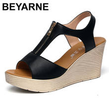 Beyarneplus sandálias femininas de verão, tamanho grande 33-43, 2019, sandália de cunha de plataforma sólida, sandálias gladiador femininas 2024 - compre barato