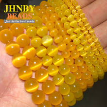 JHNBY Dark yellow Cat's Eye opal Natural Stone 4/6/8/10/12MM Glass Spacers Loose beads for Jewelry making DIY bracelets necklace 2024 - buy cheap