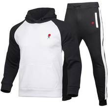 Brand Men's Hoodie Set Clothing Fashion Tracksuit Casual Sportsuit Splice Hoodie suit Sportswear  Printed roses hoodie+Sweatpant 2024 - buy cheap