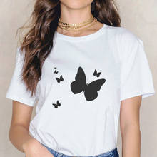 Camisa de t com borboleta gótico harajuku gráfico t camisa femme vintage feminino próprio feminino manga curta 2024 - compre barato