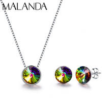 Malanda Round Crystals From Swarovski Pendants Necklace Stud Earrings Set For Women New Fashion Wedding Party Jewelry Sets Gift 2024 - buy cheap