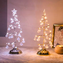 Árbol de Navidad de cristal, alambre de cobre, lámparas de mesa, luces de hadas, decoraciones de Navidad para dormitorio, luces alimentadas por batería 2024 - compra barato