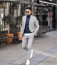 Traje informal gris claro para hombre, chaqueta con diseño de pantalón, Blazer para fiesta de graduación, esmoquin para novio de boda hecho a medida 2024 - compra barato