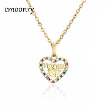 Cmoonry colar com pingente de coração dourado, colar feminino com design exclusivo "mama boy e menina" 2024 - compre barato