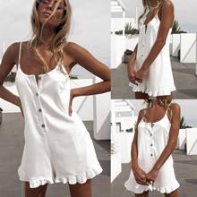 Women Sleeveless Solid Off Shouder Jumpsuit Romper Summer Beach Casual Clubwear Wide Leg Outfits 2021 White jumpsuit Women New 2024 - buy cheap