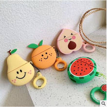 Funda de silicona para Airpods 3D, diseño bonito de frutas, para Apple Airpods 2, funda con colgante de fresa, llavero 2024 - compra barato