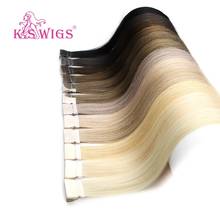K.S парики, прямая лента Remy для наращивания, искусственная кожа, 10 шт. для тестирования 16 ''20'' 24'' 2024 - купить недорого