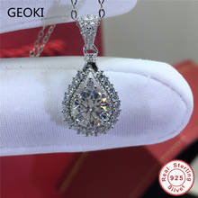 Geoki-colgante de gota de agua de fuego de moissanita, collar de plata de ley 925, cadena de fiesta, con corte perfecto, 1 Ct, D 2024 - compra barato