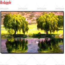 natural Landscape 5D Diamond Embroidery Painting Two Trees River Full square Round Drill Cross Stitch Picture Handmade Gift art 2024 - buy cheap