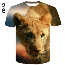 Kyku tiger leopardo homens mulheres, camiseta 3d impressão animais engraçados, verão manga curta fashion, de tamanho grande 2024 - compre barato