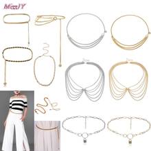 1Pc Women Chain Straps Waist Belt Body Chain Rope Gold Silver Elegant Fashion Metal Leaves Style Belt 2024 - buy cheap