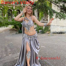 Customized Belly Dance Ribbon Bra Applique Skirt Women Oriental Indian Drum Dance Competition Performance Costume Stage We 2024 - buy cheap