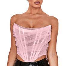 Malha do punk espartilho topos para festa mulher slash pescoço sem costas ruched sexy verão colheita topo rosa sem alças tank top lavanda cortada 2024 - compre barato