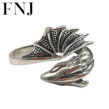 FNJ-Anillo de plata de primera ley con forma de pez para mujer, sortija, plata esterlina 925, estilo Animal, tamaño ajustable 2024 - compra barato