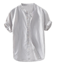 2019 популярные мужские мешковатые блузки из смесового хлопка с коротким рукавом, блузки в стиле ретро со скидкой 2024 - купить недорого