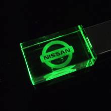 Fashion Crystal Car Logo NISSAN with LED USB Flash Drive 64GB 4GB 16GB 32GB USB 2.0 Memory Stick Pendrive Custom Your Logo Gifts 2024 - buy cheap