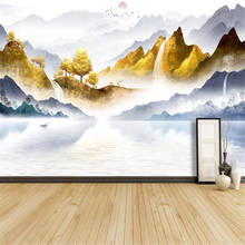 Milofi custom 3D mural wallpaper backed by Jinshan Bafanglai ink painting landscape living room TV decoration painting 2024 - buy cheap