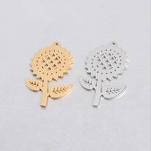 2pcs/Lot Mirror Polish Stainless Steel  Sunflower Charms Pendants DIY Jewelry Making Necklace 2024 - buy cheap