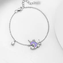 Silver Color Handmade Crystal Unicorn Water Drop Charm Bracelet &Bangle For Women Wedding Jewelry SL157 2024 - buy cheap