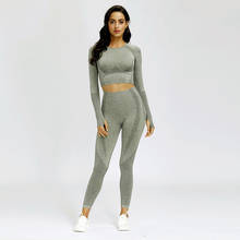 Women Seamless Yoga Set Fitness Sports Suits Gym Clothing Long Sleeve Crop Top Shirts High Waist Running Leggings Workout Pants 2024 - buy cheap