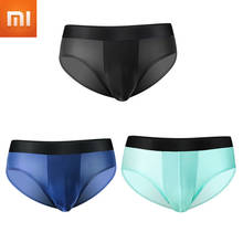 Xiaomi cueca masculina sexy ultrafina, cueca boxer em seda de gelo, cintura baixa, transparente, 3 unidades 2024 - compre barato
